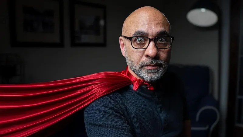 Man in a superhero cape